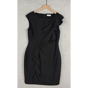 Calvin Klein Dress Womens 12 Black Party Wedding Evening LBD Knee Length